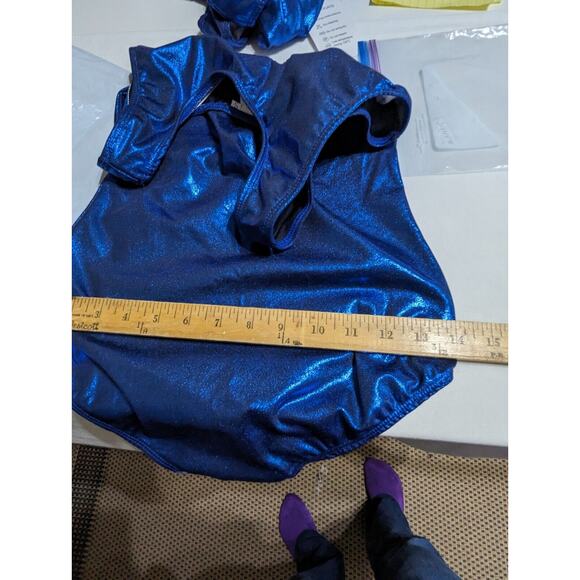 ZKQL Girls leotard Small Rhinestones Bust 30" And Hips 28" Unstretched preowned - Picture 6 of 7